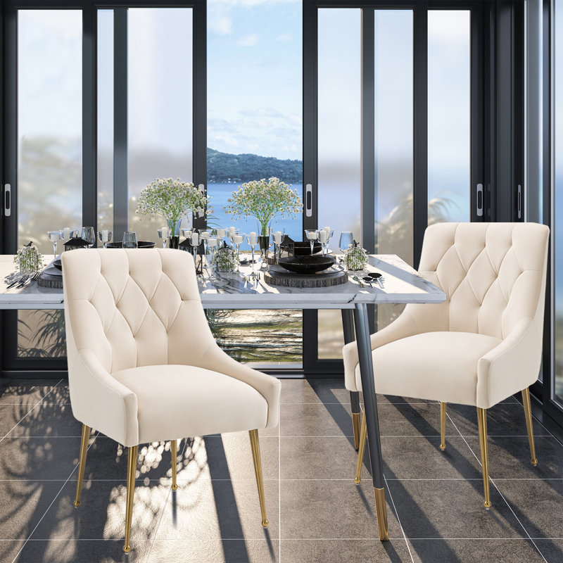 Chaise rembourrée en velours Sandstrom, Beige
