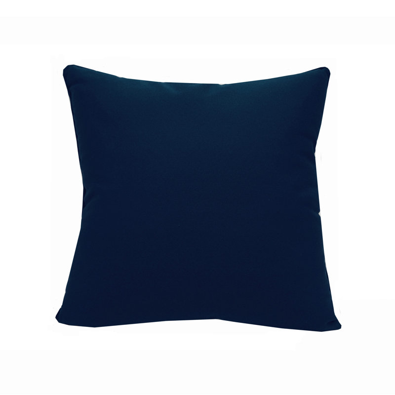Navy and White Embroidered Square Outdoor Pillow