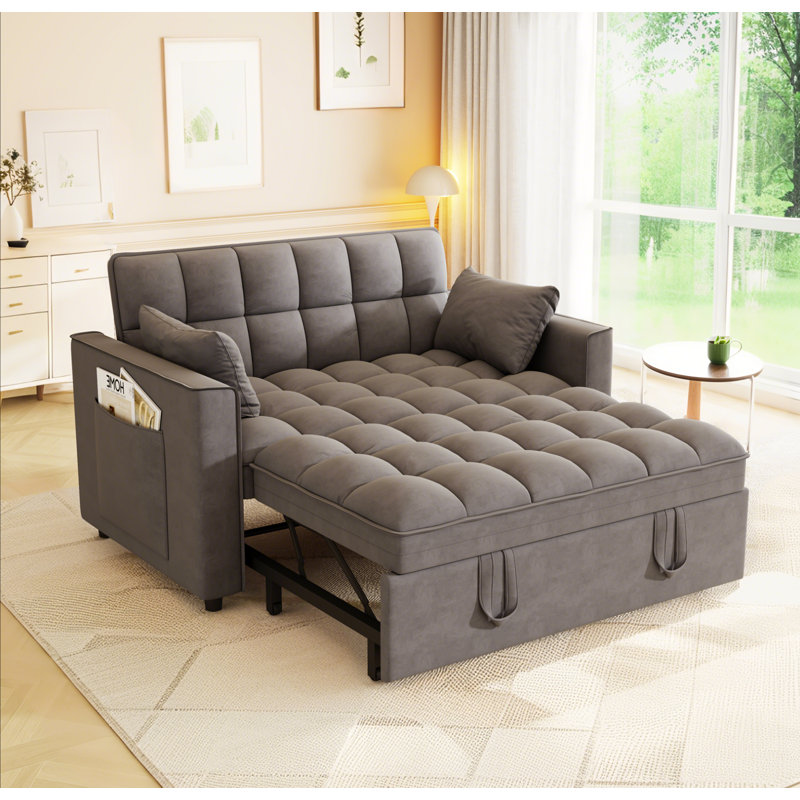 Canapé-lit avec lit escamotable, canapé convertible en velours moderne pour les petits espaces et les salons, Gris foncé