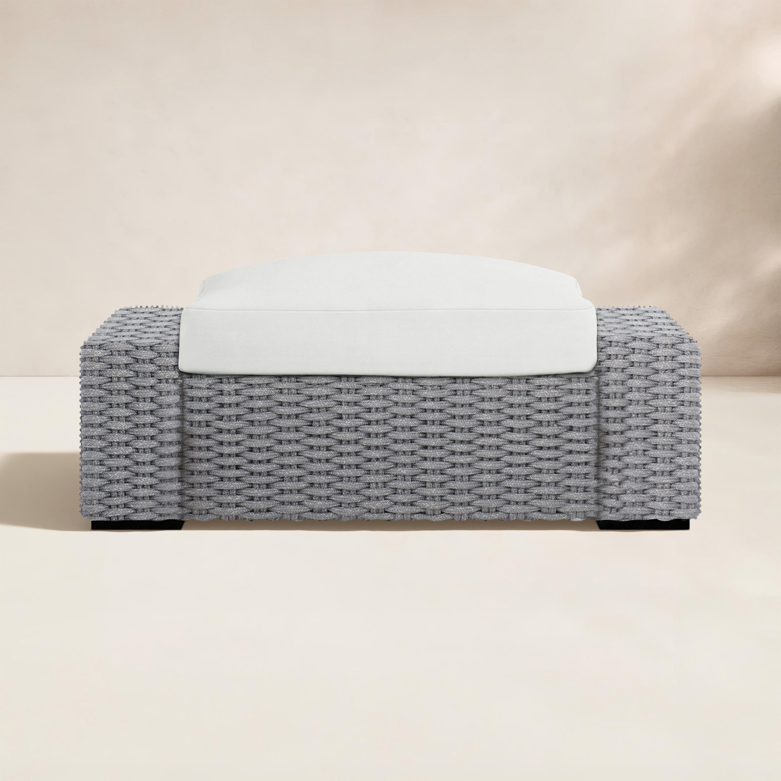 Capri Outdoor Ottoman with Cushion, White Vinyl 6503-000