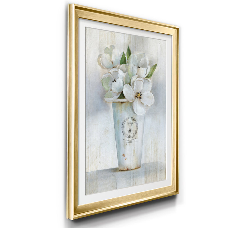 Fleuriste Francais I - Cadre photo, reproduction d'art sur papier, Doré, H 26,5 po x l 36,5 po x P 1,5 po