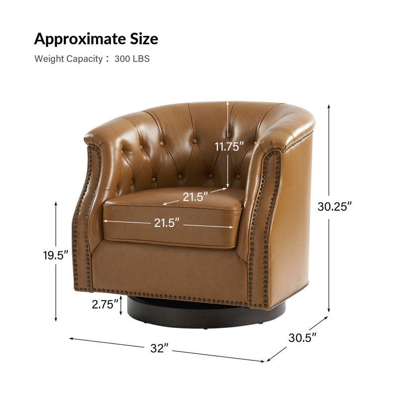 Chaise berçante Chesterfield, Cuir véritable chameau