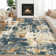 Abstract Machine Washable Rug for Living Room Soft Bedroomm Rug Non Shedding Indoor Floor Mats Modern Contemporary Colorful Office Carpet Stain Resistant Throw Carpet
