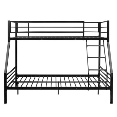 Black Twin XL Over Queen Metal Bunk Bed With Ladder For Kids And Adults,No Box Spring Required,Heavy Duty