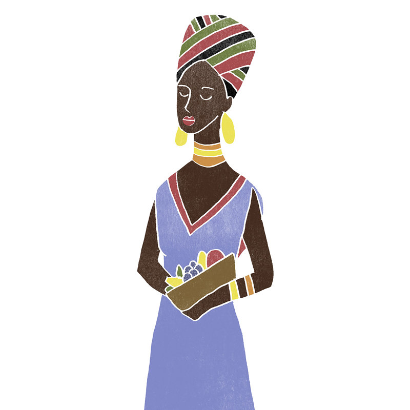 Kwanzaa Celebration I by June Erica Vess - Painting on Canvas, 122 cm H x 81 cm W, Black Floater Framed