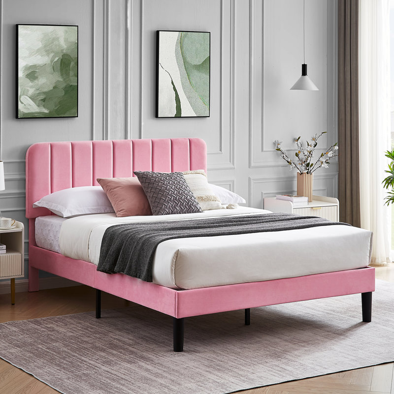 Auxter Upholstered Platform Bed Frame with Adjustable Headboard