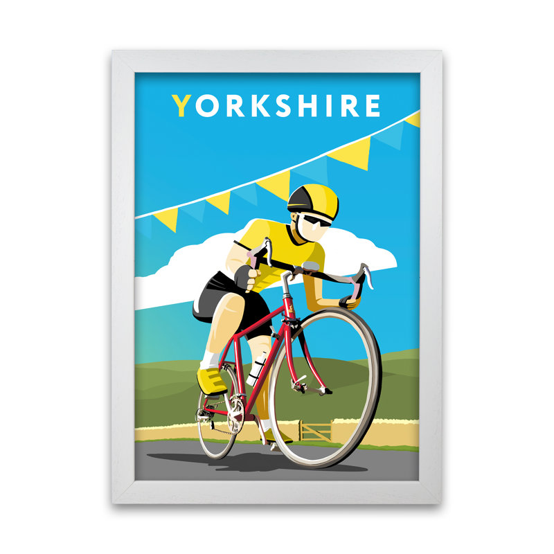 Yorkshire Cycling 1 Piece Single Picture Frame Wall Art, 84.1 cm H x 59.4 cm W, White