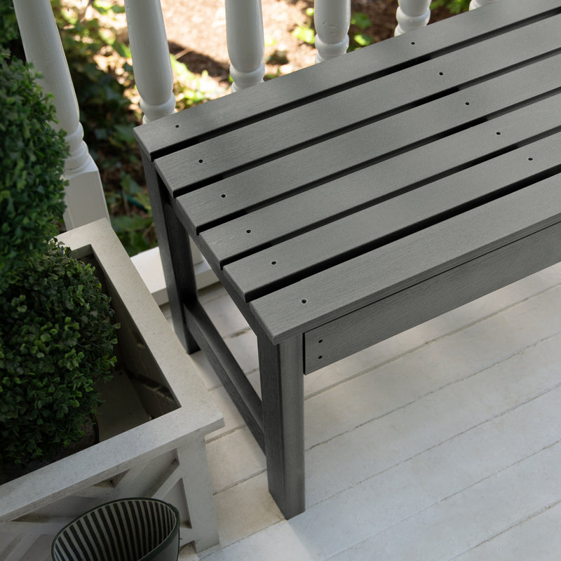 Banc d'extérieur en plastique recyclé Arbnora, H 17,2 po x l 46,1 po x P 15,8 po, Teck côtier