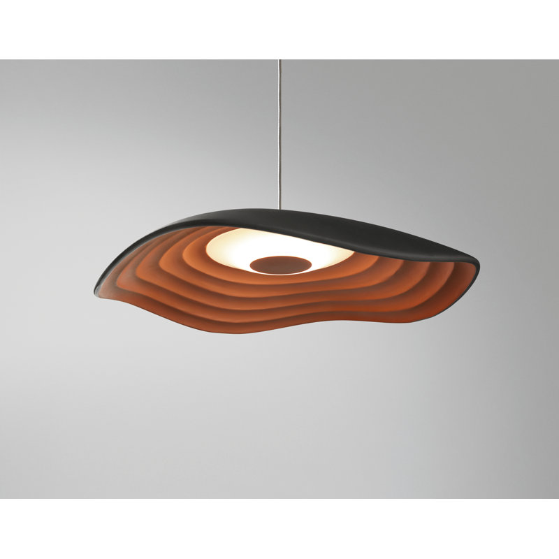 1 - Light LED Unique/Statement Pendant, Black, Copper