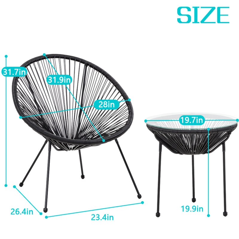 Arciniega Long Patio Bistro Sets, Black