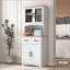 Armoire de cuisine en bois avec porte et cadre en verre