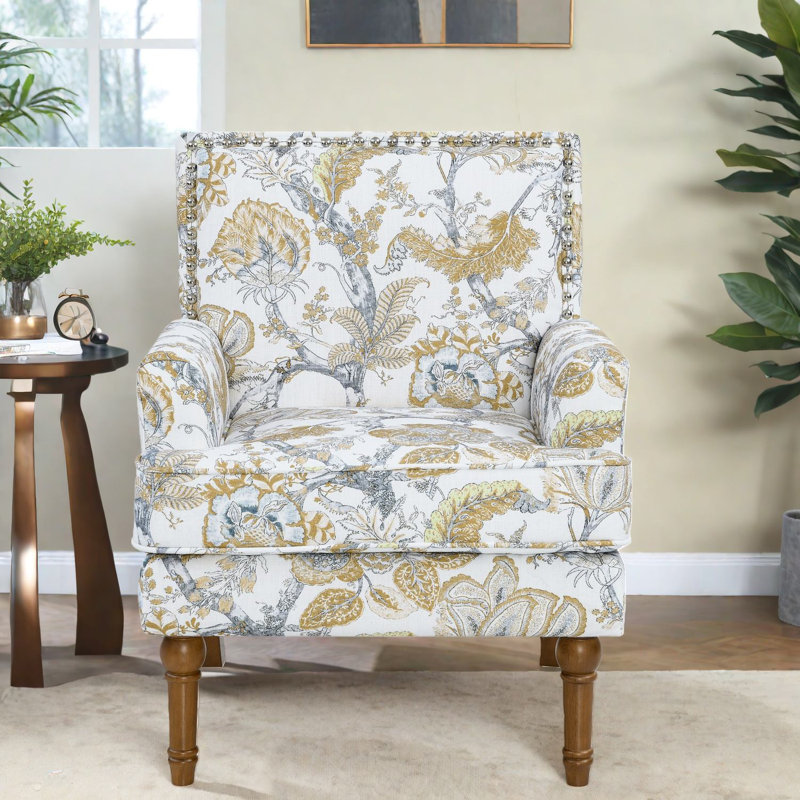 Chaises d'appoint de confort, style campagnard floral en tissu de bois pour la maison