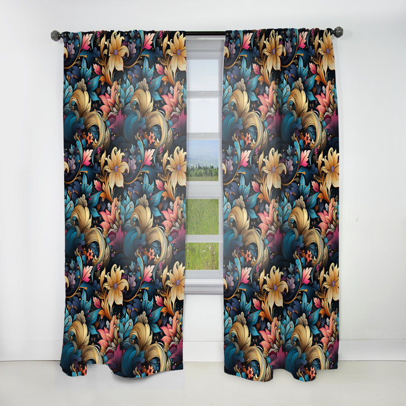 Motif à motif cachemire Nomadic Vibes II - Rideau floral - Rideau floral obscurcissant - 1 panneau, L 52 po x L 84 po