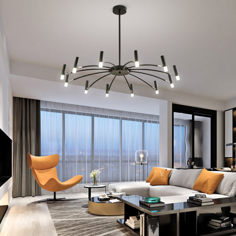 15-Light Dimmable LED Modern Chandelier, 60" H x 38" W x 38" D