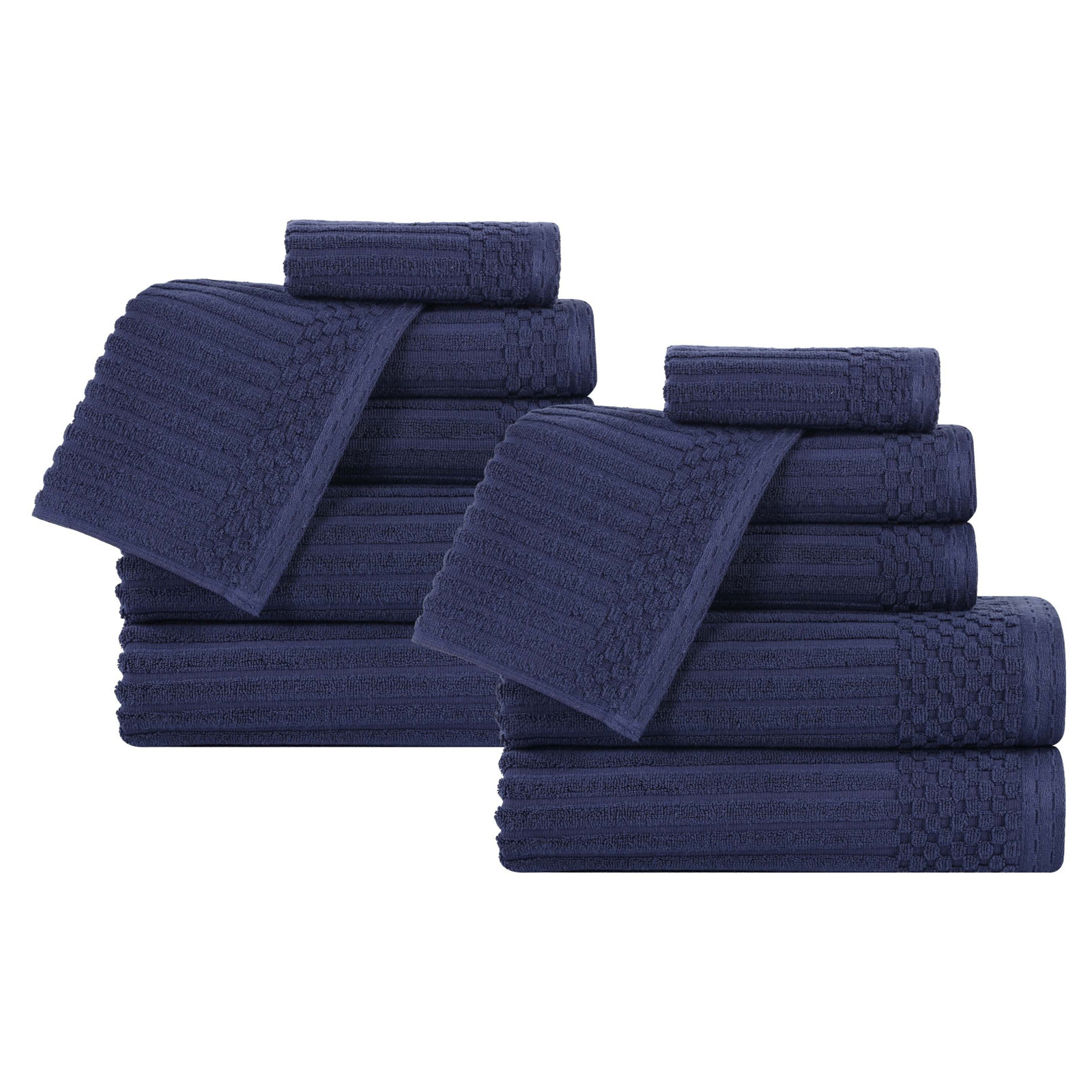 Ruvins 12-Piece Cotton Towel Set, Navy Blue