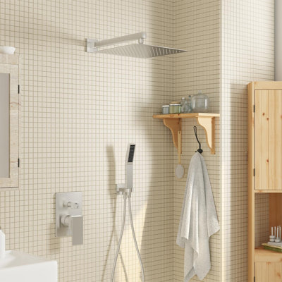 Brushed Nickel Shower System With 10-Inch Rain Shower Head And Handheld, Wall Mounted High-Pressure Shower Combo Set, All-Metal Construction And CEC Certified