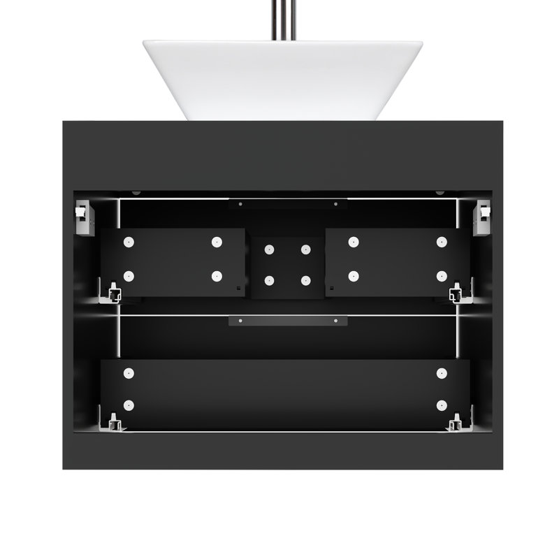 Meuble-lavabo mural 24 po avec lavabo vasque Sharee, Noir, Forme rectangulaire