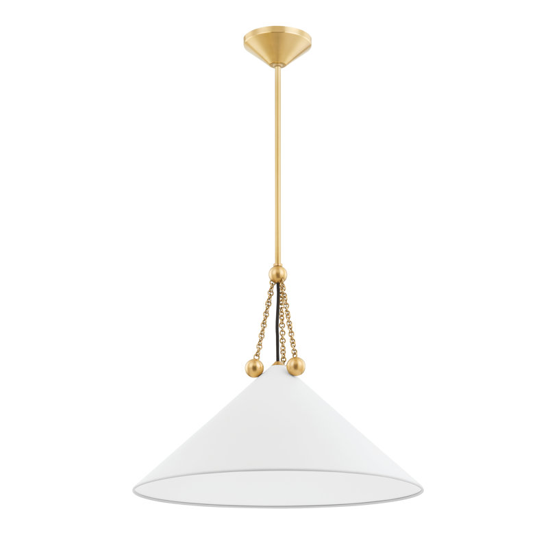 1 - Light Aged Brass Pendant, 20.25" H x 23.5" W x 23.5" D, Soft White