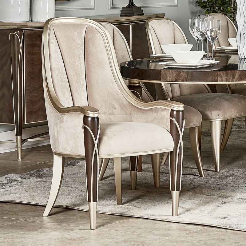 Villa Cherie Tufted Dining Arm Chair, Hazelnut
