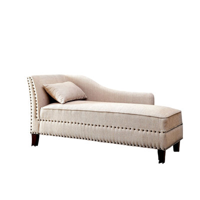 Banc moderne en tissu d'aspect lin beige, garniture cloutée, coussin de 59,37 lb, style transitionnel, pour le salon contemporain de la zone principale, garnitures incluses, l 61 po x P 25 po x H 31 1/2 po,