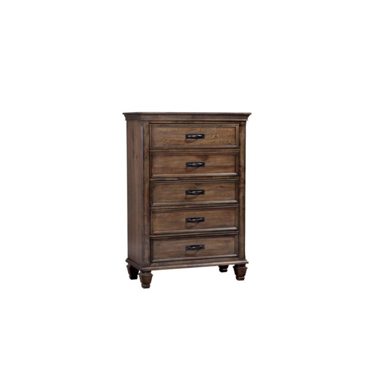 Commode standard 5 tiroirs Jayce, Chêne bruni