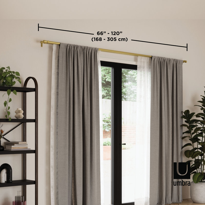Brass Adjustable Double Curtain Rod Set 66-120"