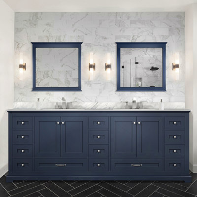 Double Bath Vanity 84 In. W X 22 In. D, With Carrara Marble Top For Home