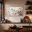 Crème, fleurs de magnolia sur fond texturé, art mural d'Halloween-1124541626