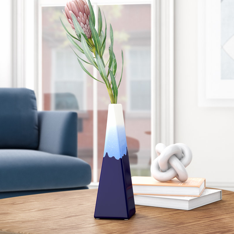 Ensemble de 2 vases de table en grès Overbury, Bleu, H 11 po x l 4 po x P 4 po
