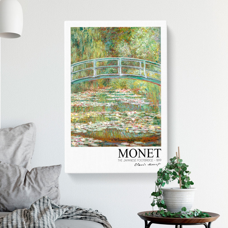 Japanese Footbridge With Border by Claude Monet - Wrapped Canvas Painting, 60cm H x 40cm W x 3cm D