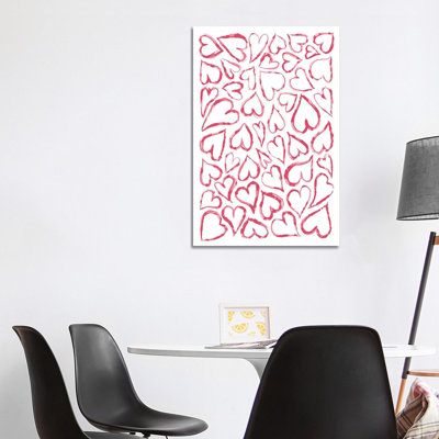 Red Heart Shapes 1 Piece Wall Art on Canvas