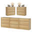 Ensemble de 3 pièces comprenant une commode et deux tables de chevet. Commode de 240 cm (94,5 pouces) avec 9 tiroirs et deux tables de chevet avec 3 tiroirs. Ensemble de meubles pour chambre à coucher.-421065269