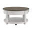 Table basse ronde avec tiroir et roulettes