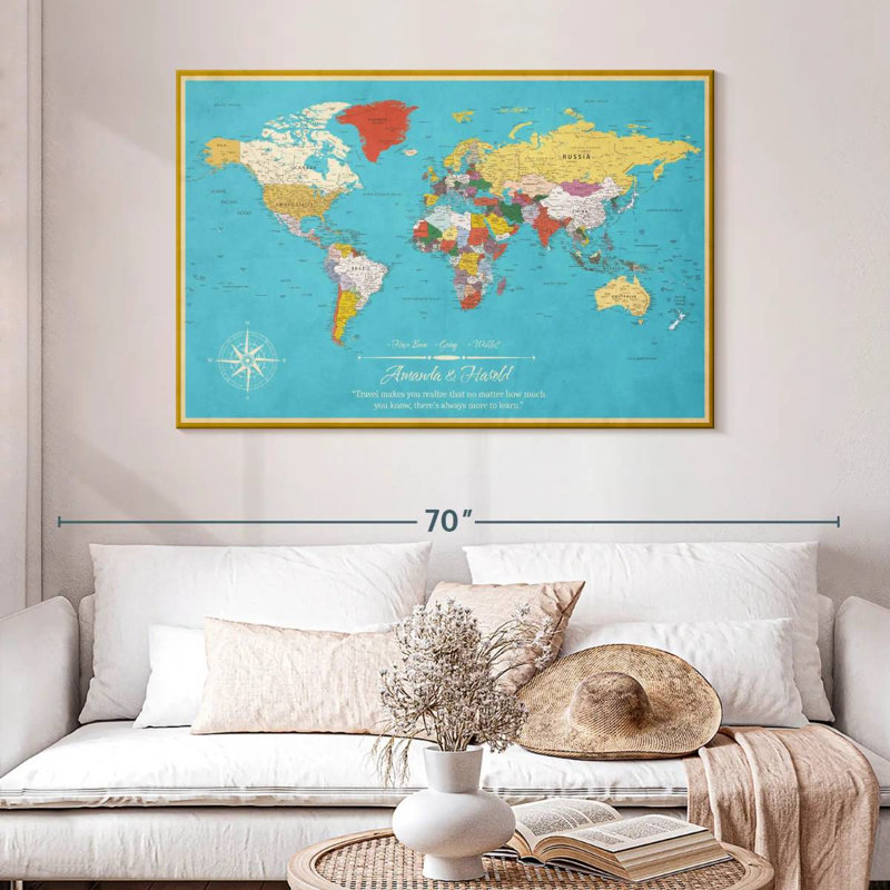 Carte du monde personnalisée «Apprendre, je pousse», H 32 po x l 48 po, Oui
