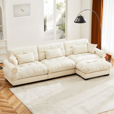 Canapé modulaire surdimensionné en velours super confortable avec repose-pieds mobile