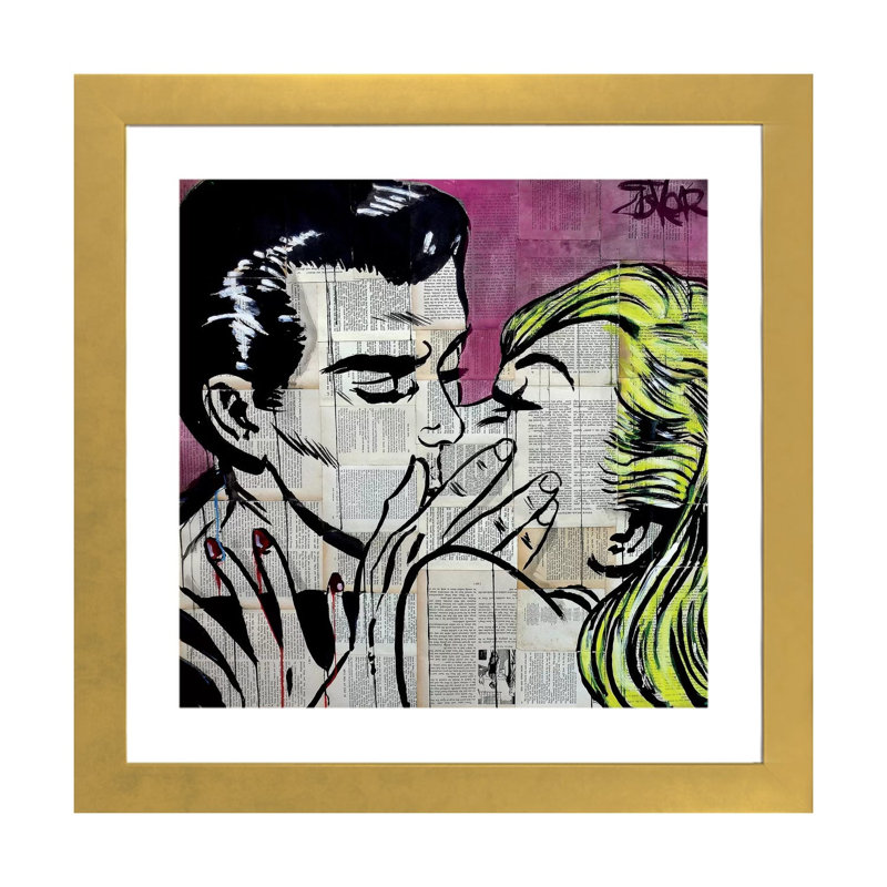 «Shut Up And Kiss Me» par Melissa Averinos - reproduction de photo, H 16 po x l 16 po x p 1 po, Papier encadré doré