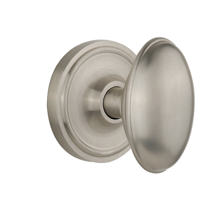 Classic Rosette with Homestead Door Knob, Satin Nickel, 2-3/4”