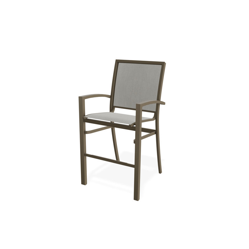 Chaise de café empilable à hauteur de barre Kendall, Bois de plage, Huître Augustine