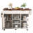 52" White Fluted Rolling Kitchen Island with Drop Leaf, Power Outlet & Adjustable Shelves - Storage Cart with 2 Doors, 2 Drawers & Walnut Color Top-211422344-211422347