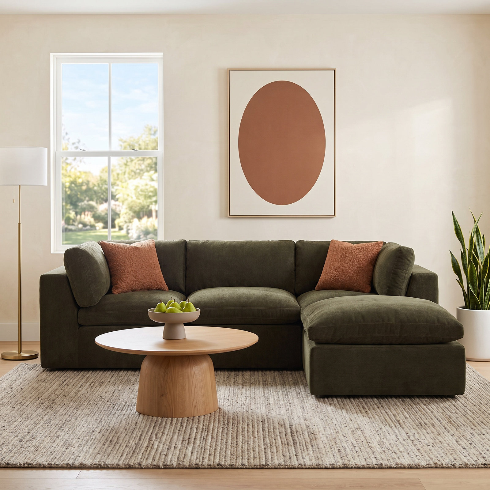Calder Modular Corner Sectional, Green Polyester