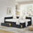 Full Size Upholstered Tufted Bed Frame with Storage Drawers and Comfortable Backrest, Velvet Sofa Bed for Modern Living-171486322