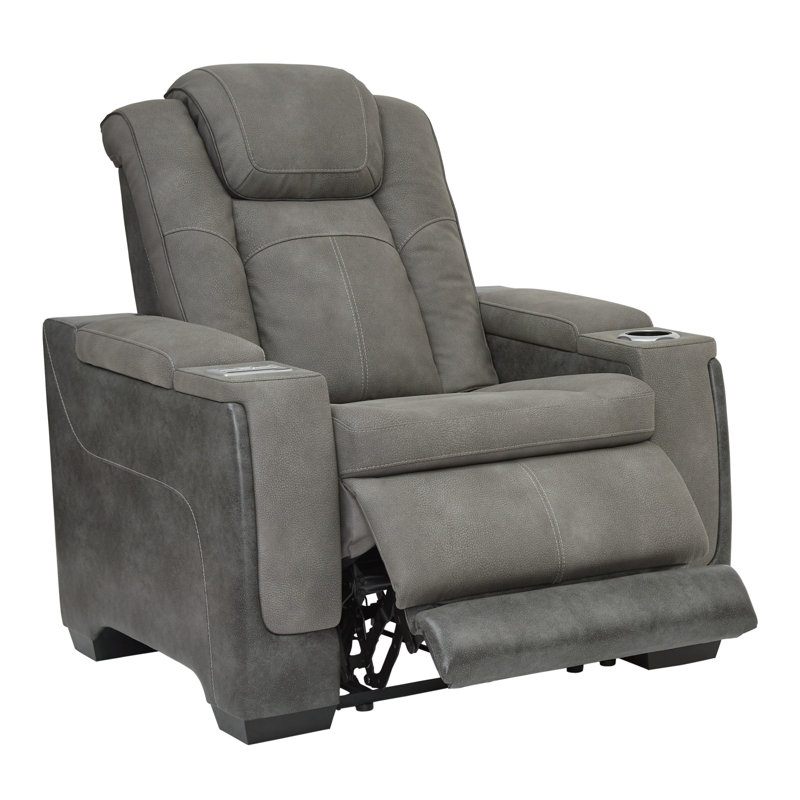 Faux Leather Power Recliner, Slate Faux Leather