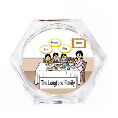 Personalized Family Dinner -  Single Mom 3 boys Drink Coaster Gift Set (4 Coasters)