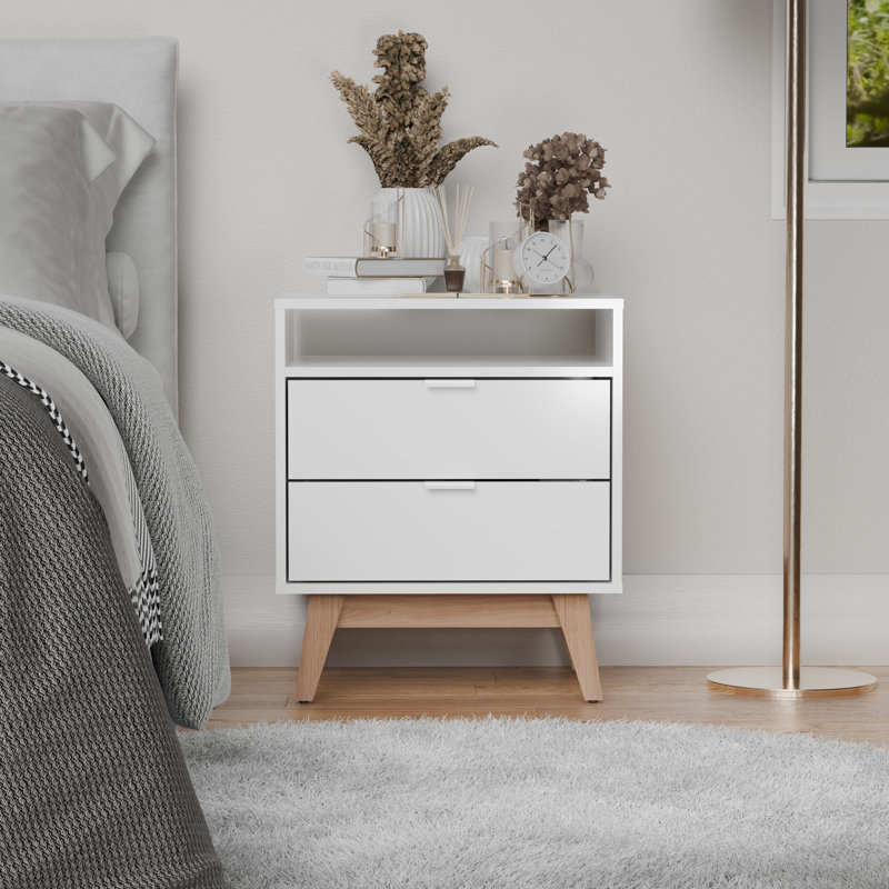 Norlin Modern 2-Drawer Nightstand (set of 2) - W21.2", White