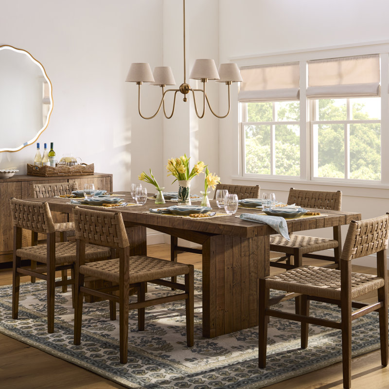 Henn Pine Solid Wood Top Dining Table, Aged Black Pine