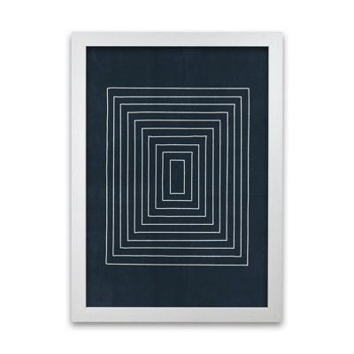 Lino Style Blue Geometric Squares - Print