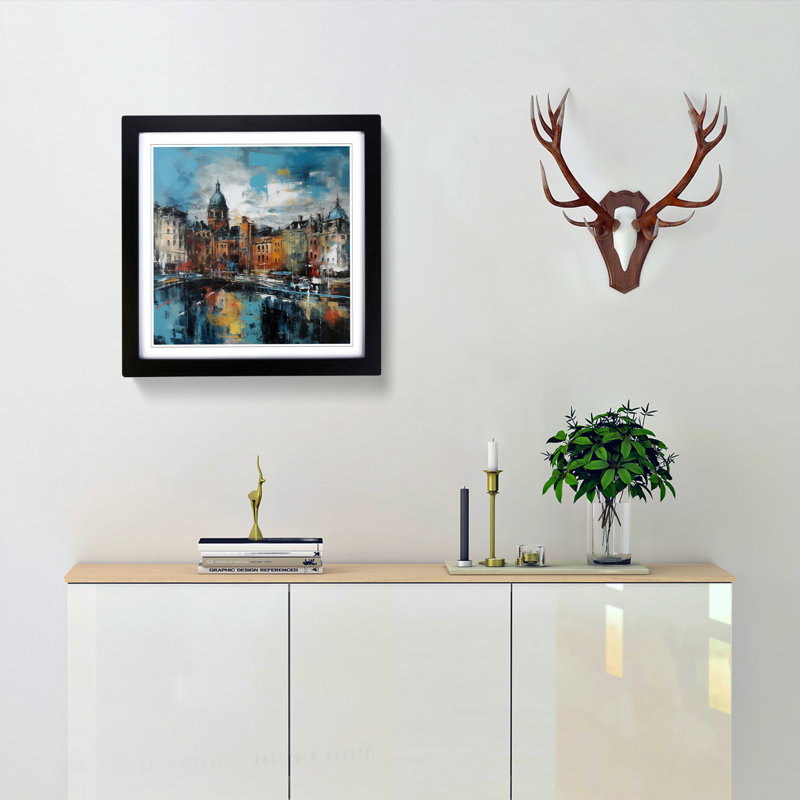 City Of Belfast Abstract Expressionism No.1 - Framed Print, Black