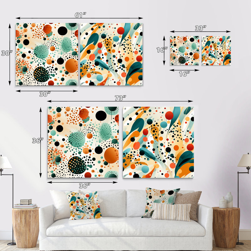 Dahquan - Ensemble abstrait d'art mural en verre abstrait Mid-Century, H 36 po x l 73 po