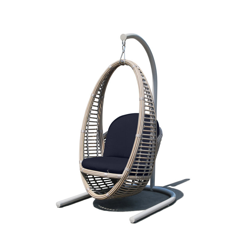 Heri Porch Swing with Stand, Canvas Navy Sunbrella® Canvas, Kubu Mushroom