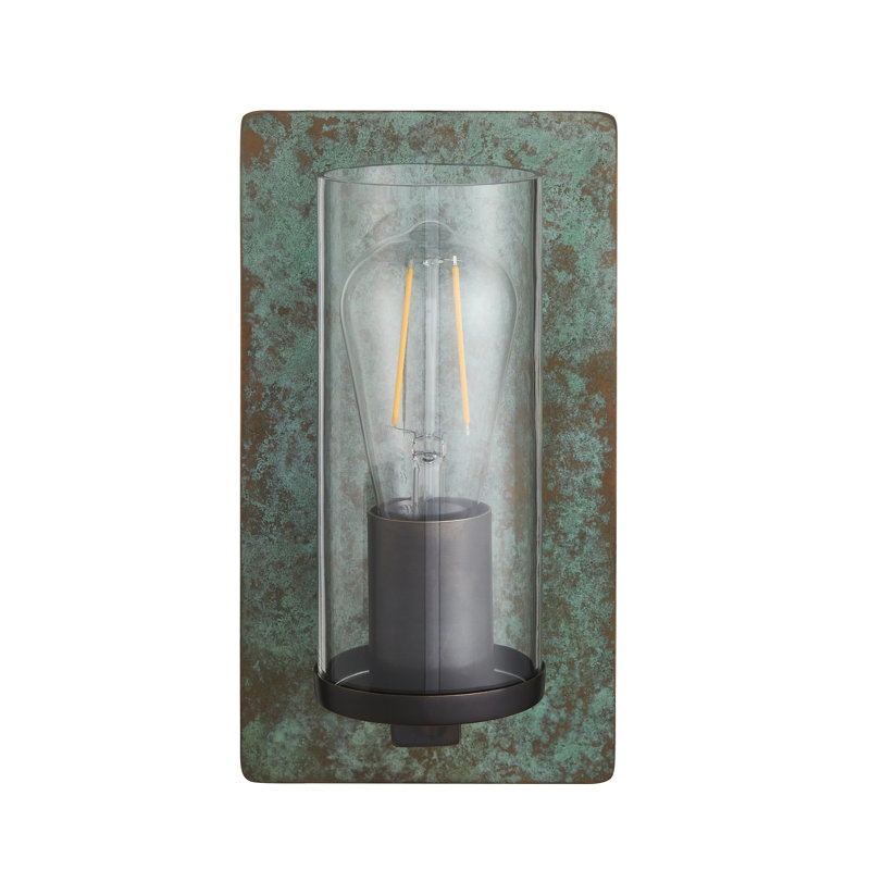Alzahraa Steel Flush Mounted Sconce, Verdigris Bronze Plate